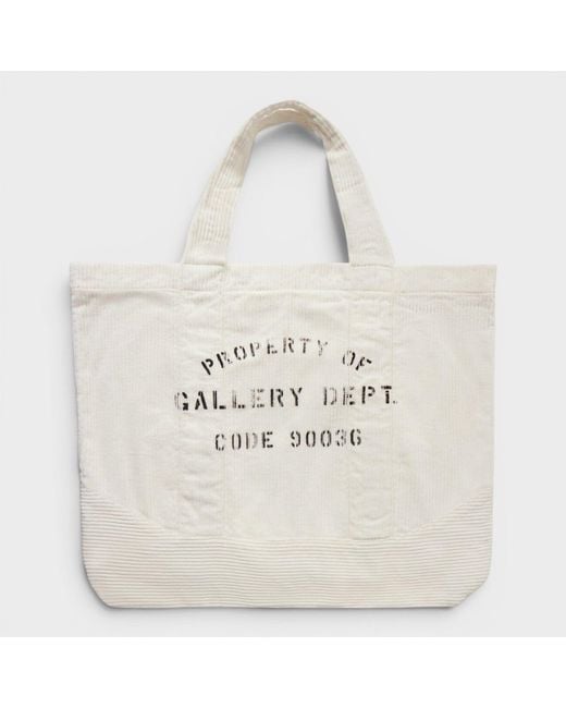 GALLERY DEPT. White Logo-Print Cotton-Corduroy Tote Bag for men