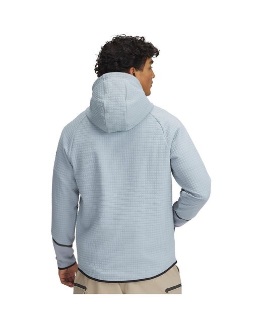 Under Armour Blue Unstoppable Hooded Full Zipper Textured Zipped Pocket Jacket for men