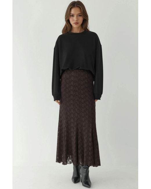 Hiccup Black High Waist Lace Maxi Skirt