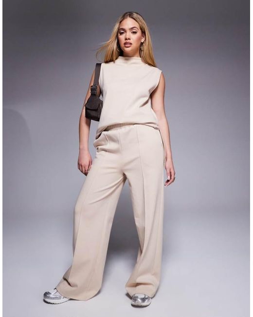 ASOS Gray Co-Ord Interlock Wide Leg Trouser