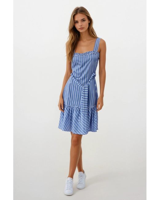 Warehouse Blue Stripe Short Sundress