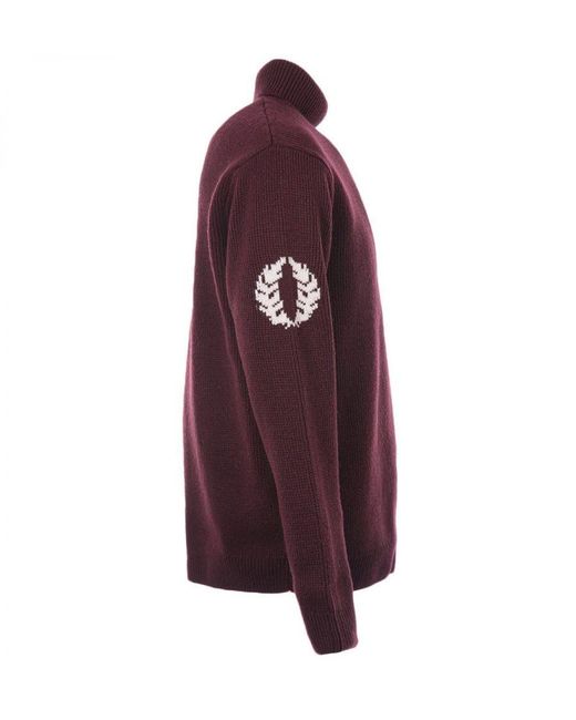 Fred Perry Purple Laurel Wreath Roll Neck Jumper for men