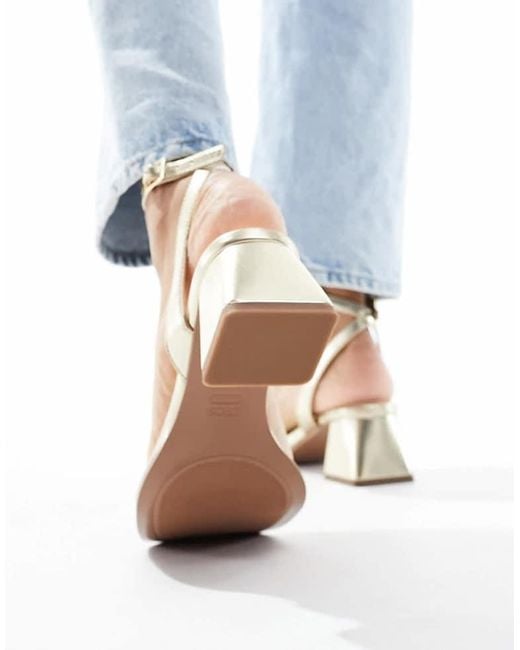 ASOS Blue Wide Fit Honeydew Mid Block Heeled Sandals