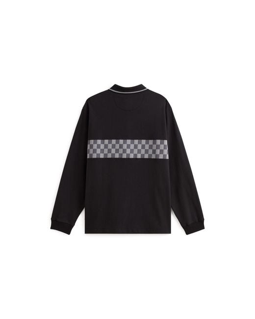 Vans Black Medford Checkerboard Long Sleeves Polo for men