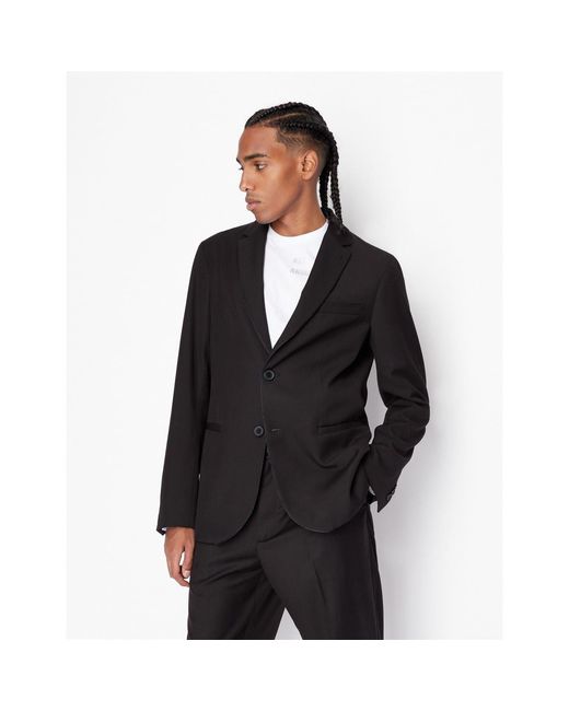 ARMANI EXCHANGE Black Ax Regular Fit Blazer for men