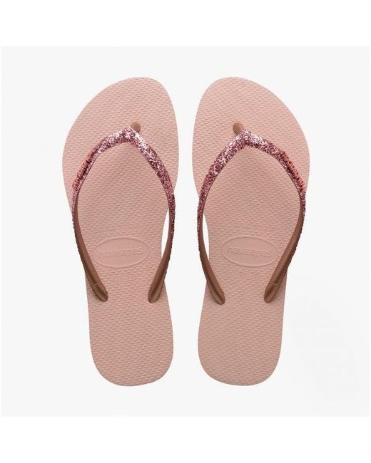 Havaianas Pink Hav Slim Glitter Ii Flip Flops Ballet Rose/Golden Blush
