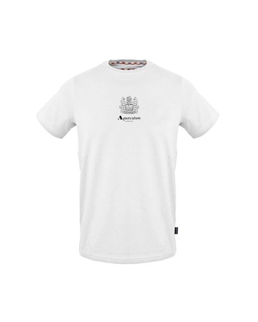 Aquascutum White Crew Neck Short Sleeve Jersey T-Shirt for men