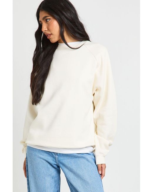 Boohoo White Tall Raglan Seam Oversized Sweatshirt