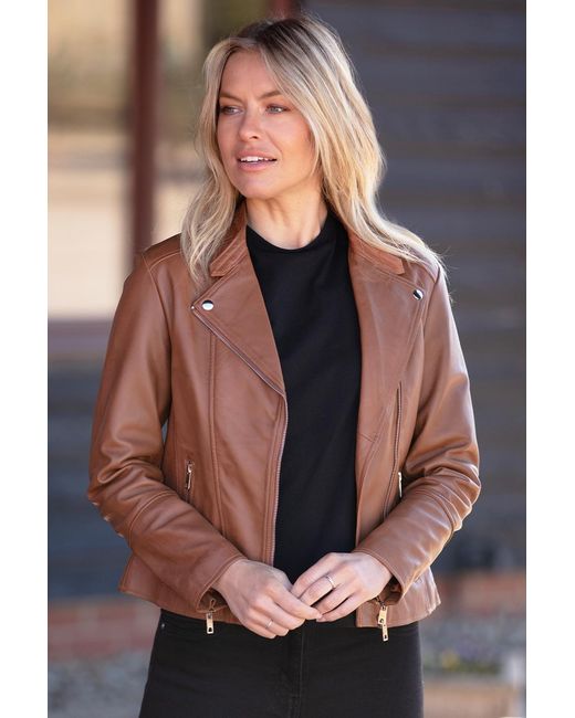 Ashwood Leather Natural 'Vento' Real Biker Jacket