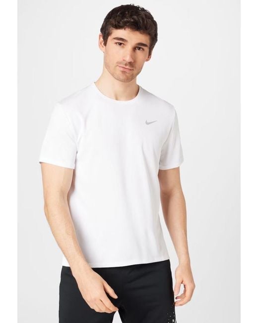 Nike White Dri Fit Miler Short Sleeve T Shirt for men