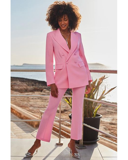 Sosandar Pink Kick Flare Cropped Trousers
