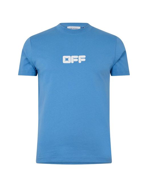 Off-White c/o Virgil Abloh Blue Off Cotton Slim T-Shirt (Allure) for men
