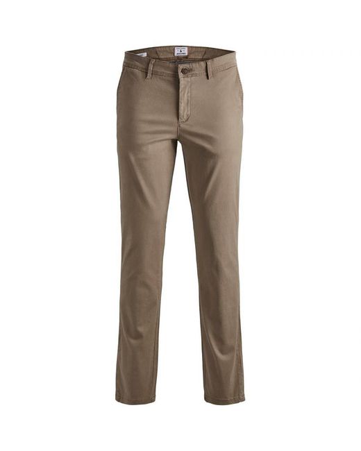 Jack & Jones Gray Chinos Slim Fit, Zip Fly With Front And Back Pockets for men
