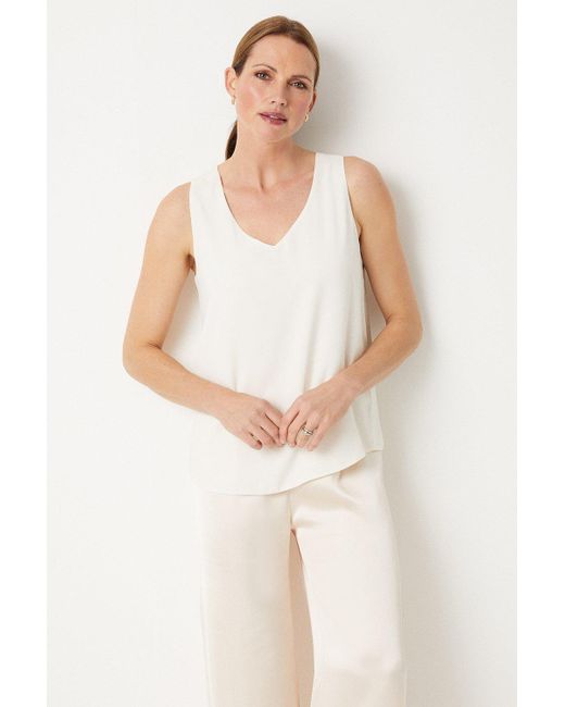 Wallis White Plain V Neck Cami Top