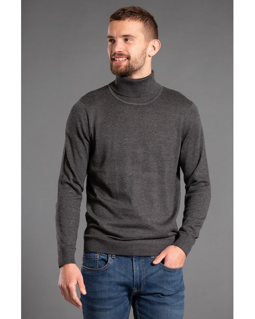 Kensington Eastside Gray Cotton Roll-Neck Jumper for men
