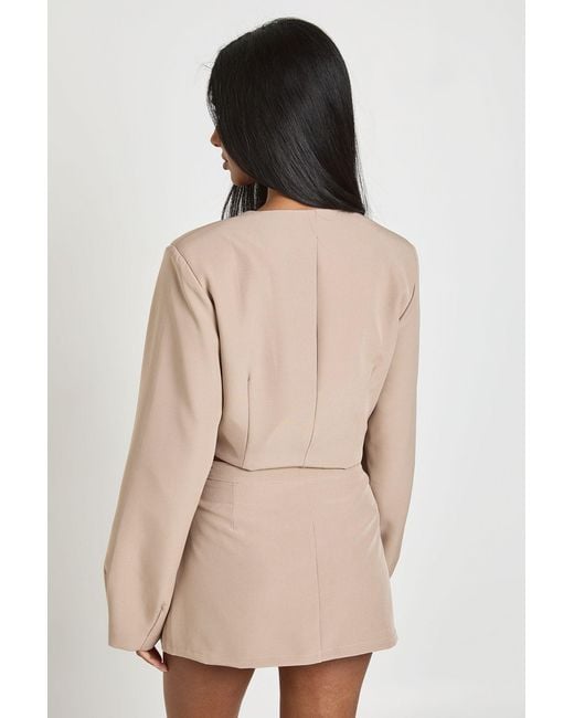 Boohoo Natural Tailored Micro Mini Skirt