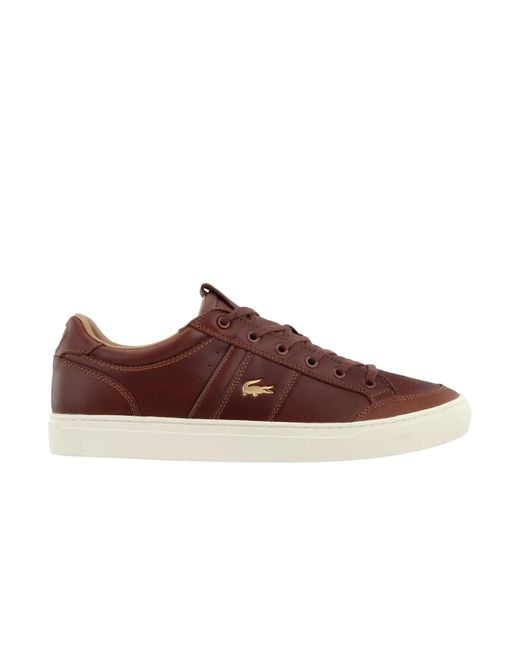 Lacoste Courtline 120 1 Lace-up Brown Smooth Leather S Trainers 39cma0047 F57 for men