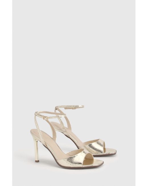 Boohoo White Round Toe 2 Part High Stiletto Heels