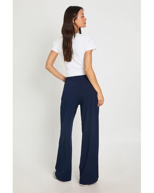 Boohoo Blue Tall Basics Wide Leg Trousers