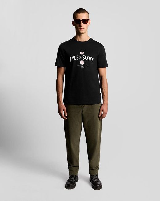 Lyle & Scott Black Cheers To Tradition Graphic T-Shirt for men