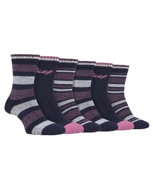 Jeep Blue Ladies 6 Pack Walking Boot Socks