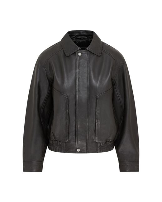 Infinity Leather Black Biker Bomber Oversized Jacket