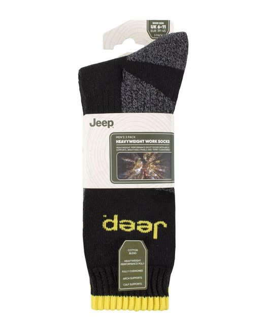 Jeep Black Heavy Duty Work Socks With Arch Support for men