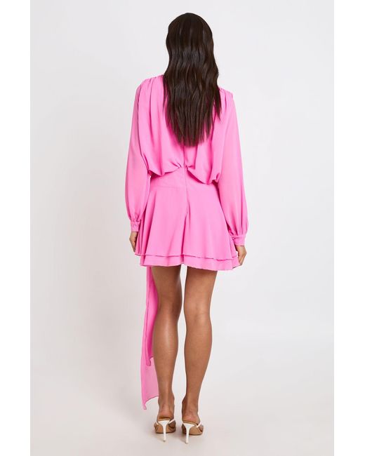 Boohoo Pink Tall Chiffon Ruched Drape Smock Dress