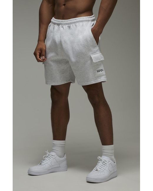 BoohooMAN Gray Active 7Inch Loose Fit Cargo Short for men