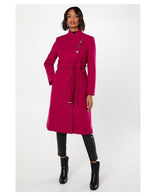 Pink funnel neck coat best sale