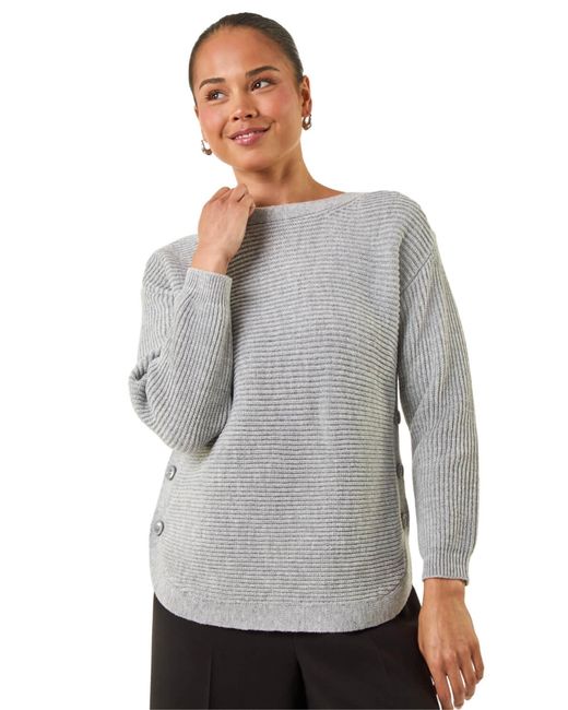Roman Gray Petite Curve Hem Knit Jumper