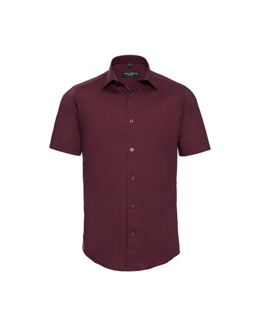Russell Purple Collection Fitted Short-Sleeved Shirt (Port) for men