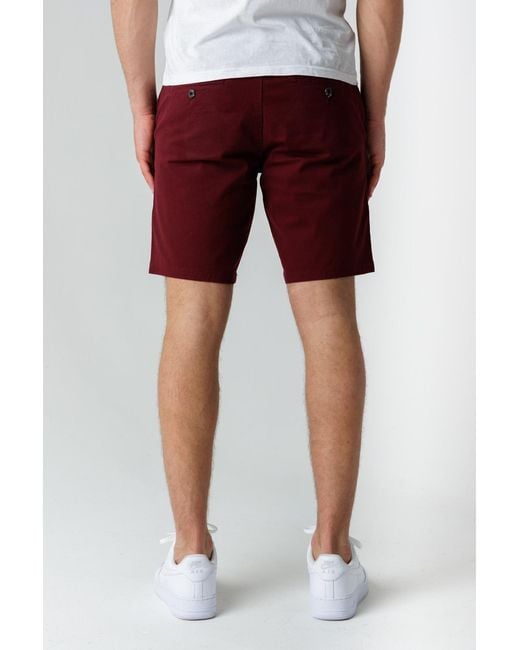 Kensington Eastside Red Classic Chino Shorts With Button Fastening And Belt Loops for men