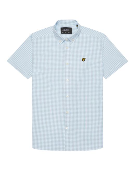 Lyle & Scott Blue Short Sleeve Gringham Shirt Cotton for men