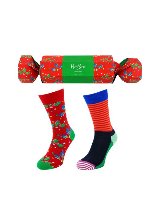 Happy Socks Red 2-Pack Cracker Holly Gift Set Cotton for men