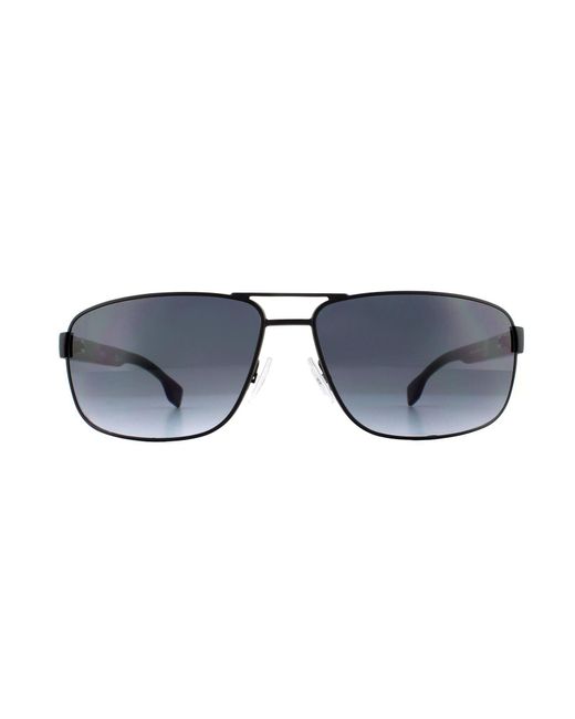 Boss Blue Rectangle Matte Dark Gradient Sunglasses Metal for men