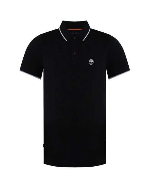 Timberland Black Pique Tipped Polo Shirt Cotton for men