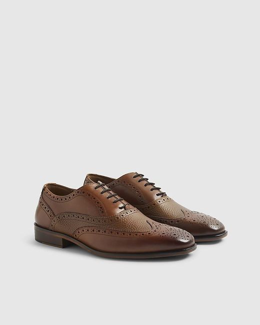River Island Brown Brogue Shoes Leather for men