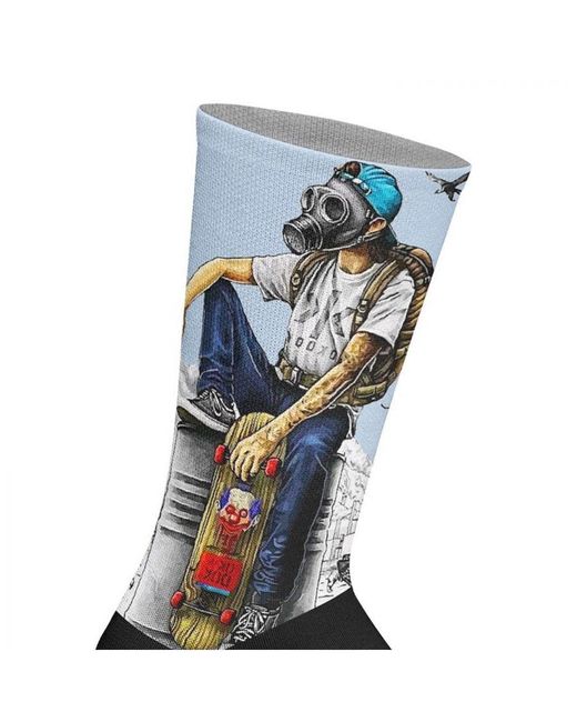 Jenes Socks Blue Elastic Printed Long