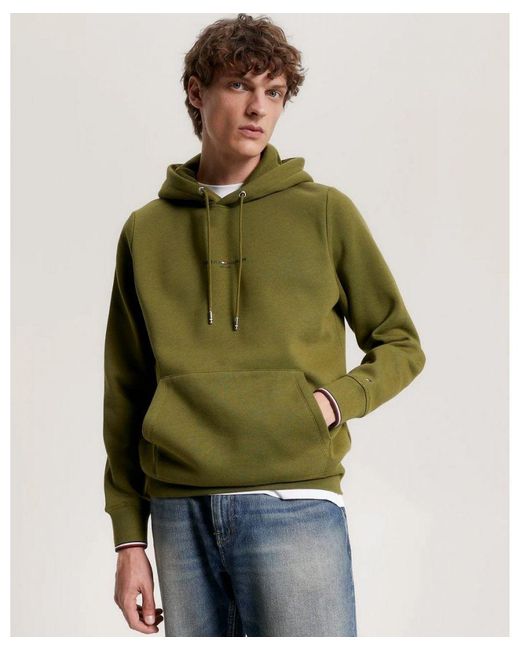 Tommy Hilfiger Green Tommy Logo Tipped Hoodie for men