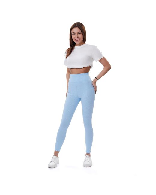 Lookus Blue Zelal Ribbed Leggings