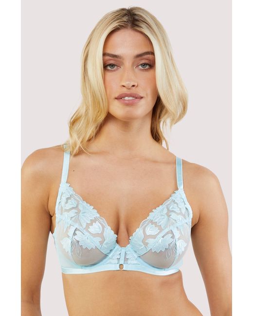 Wolf & Whistle Blue Harriet Strappy Mesh With Ring Detail Bra