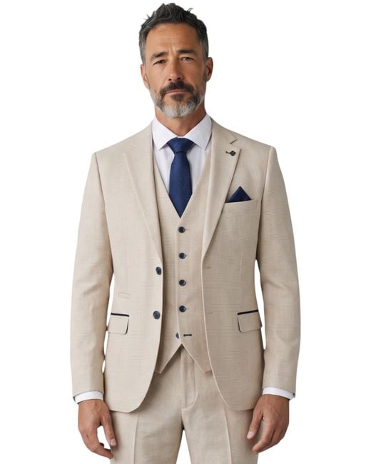 Paul Andrew Natural Checked Tailored Fit Suit for men
