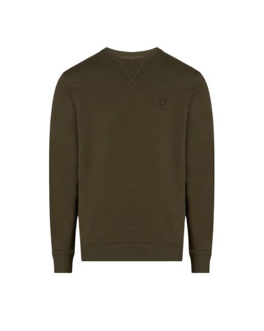 Lyle & Scott Green Tonal Eagle Form Crewneck Jumper Cotton for men
