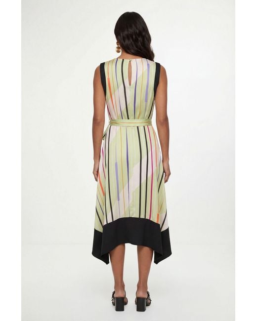 Wallis White Satin Stripe Contrast Midi Dress