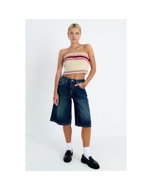 The Ragged Priest Blue Tube Sleeveless Regular Fit Top