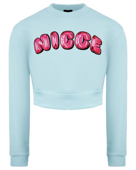 Nicce London Blue Long Sleeve Light Caddel Cropped Sweatshirt 211 2 03 01 0315