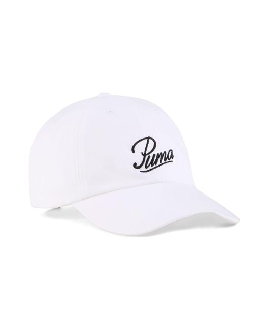PUMA White Accessories Essential Script Logo Dad Cap for men