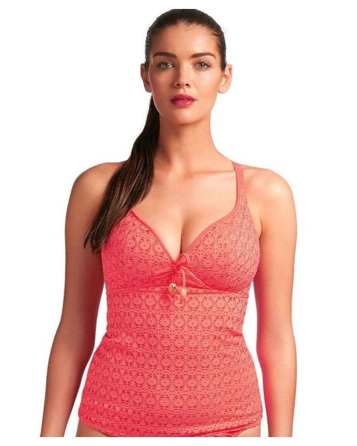 Freya Red Spirit Soft Plunge Tankini Top