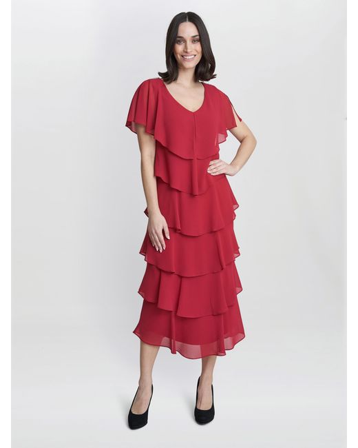 Gina Bacconi Rebecca Midi Tiered Cocktail Dress